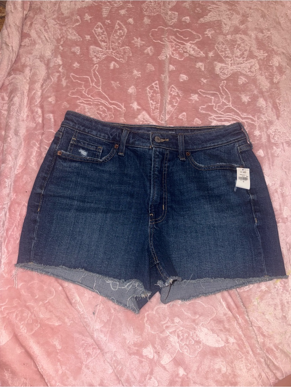 Dark Blue Denim Cutoff Shorts - Women